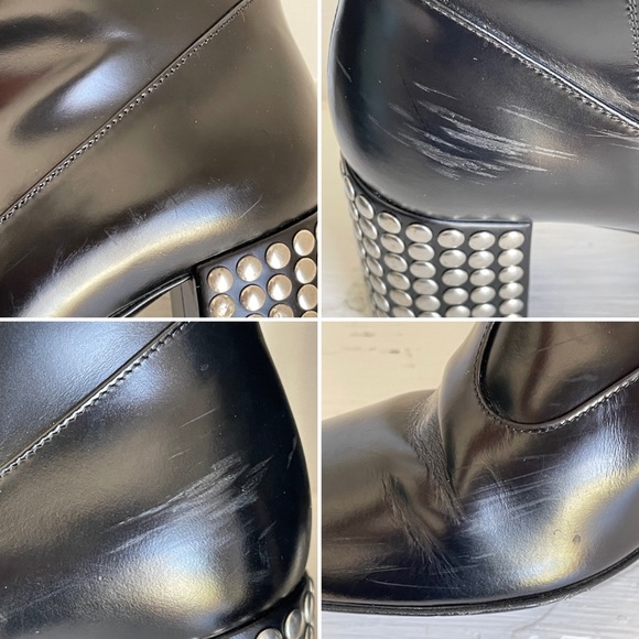 Saint Laurent Stud-Heel Leather Ankle Boot In Black Size 38 - Picture 16 of 16
